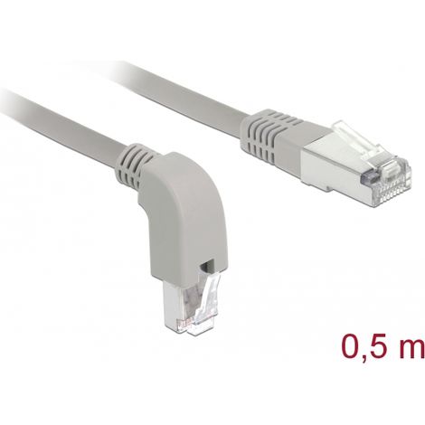 Delock Cable de red RJ45 Cat.6 S/FTP acodado hacia abajo / recto 0,5 m