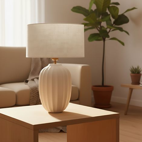 Lámpara de Mesa de Cerámica Blanca Serie BEATRIZ (1/5)