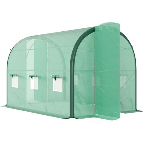 3 x 2(m) Polytunnel Greenhouse, with Windows and Doors - Green (1/5)