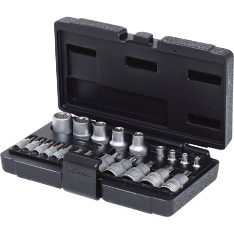 Kstools – Jeu de douilles Torx 1/4" et 1/2" 21 pièces en chrome vanadium – Finition satinée mate – Coffret plastique robuste pour rangement (1/3)