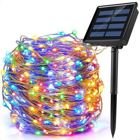 Guirlande lumineuse solaire 200 LED 22M – 8 modes d'éclairage – IP65 étanche pour extérieur – Décoration Noël jardin, balcon, mariage – Mezheng (1/5)