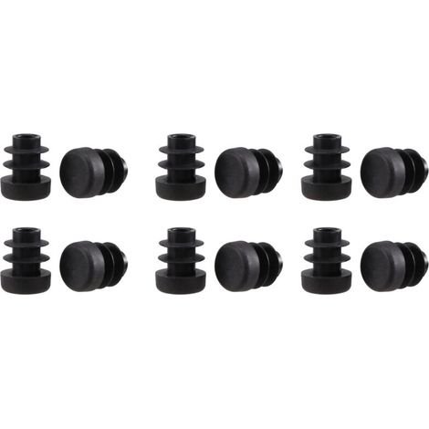 12 tappi rotondi in plastica nera da 12 mm per tappo di inserimento del tubo terminale (1/4)