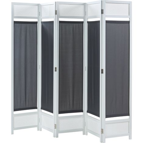 Biombo de bambú 200 x 170 cm blanco gris oscuro 030010226