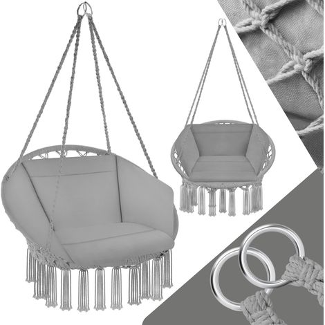 Fauteuil suspendu acier rembourrage polyester assise et dossier gris