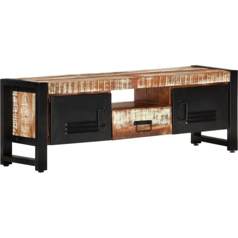 vidaXL Meuble TV 120x30x40 cm Bois massif de récupération (1/5)