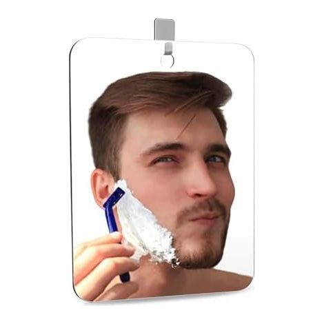 Miroir de rasage sans buée pour douche, miroir et salle bain, camping incassable à suspendre au mur, anti-buée - 27.9L x 20.3l cm (1/5)