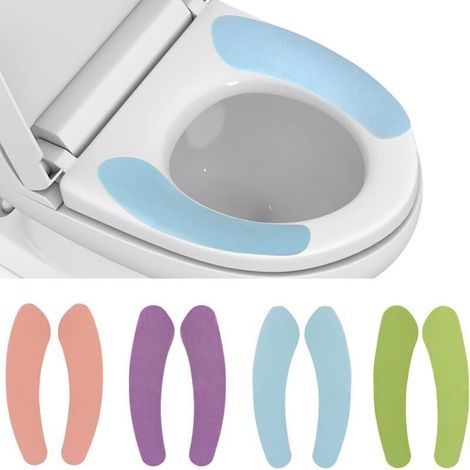 4 paires de coussins de siège de toilette chauffants pour salle de bain, coussins de siège de toilette doux et portables, coussins de siège de toilette lavables et réutilisables, 4 couleurs (1/4)