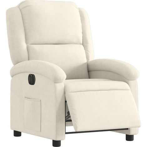 vidaXL Poltrona Elettrica Reclinabile Crema in Velluto