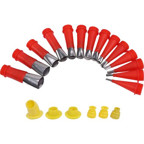 20 Embouts à calfeutrer réutilisables en acier inoxydable, 6 bases de raccord, applicateurs de mastic pour tubes, lot de 20 pièces (1/5)