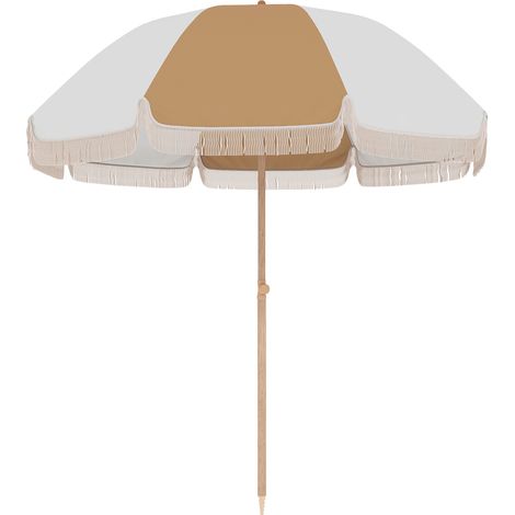 Parasol Playa Ø175 cm Altura Ajustable Inclinación 30° Blanc et Beige
