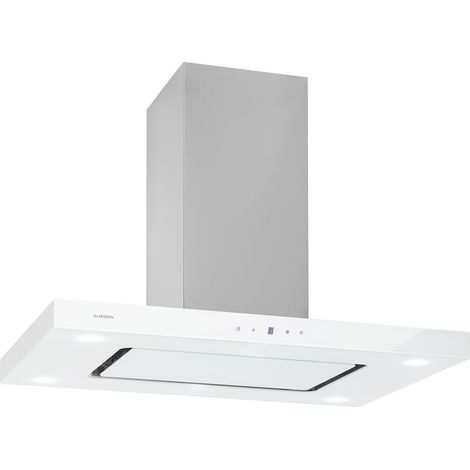 Klarstein – Hotte îlot 90 cm 650 m³/h – Tactile – Classe A – Éclairage LED – Acier inoxydable et verre – Installation plafond (1/5)