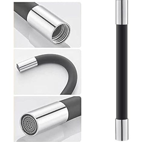 Rallonge de robinet, tube d'extension universel en mousse, rallonge de robinet flexible à 360°, tube d'extension de bonde d'évier réglable, rallonge de robinet de salle de bain (20 cm, noir) (1/5)