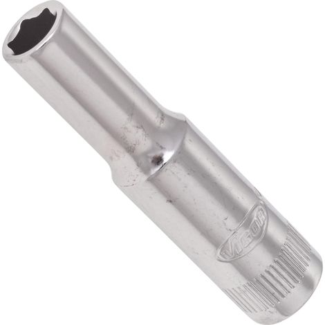 VIGOR Innenvierkant Antrieb 6,3 = 1/4 Zoll Steckschlüssel-Einsatz, lang Außensechskant-Profil V2535N ∙ Vierkant hohl 6,3 mm (1/4 Zoll) ∙ Außen-Sechskant Profil ∙ 6 ∙ Gesamtlänge: 50 mm (1/2)