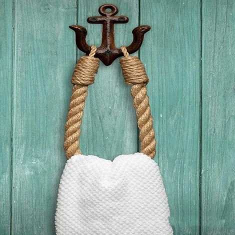 Porte Serviette Salle De Bain Tissé À La Main, Porte Serviette Murale, PorteServiettes En Corde De Chanvre Peut Également Être Utilisé Pour Le Porte Papier Toilette, Les Embrasses De Ri (1/2)