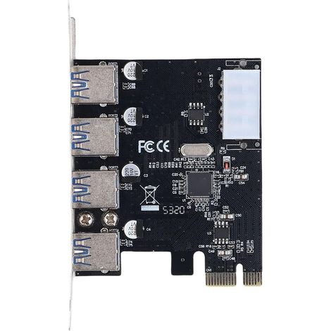 4-Port PCI Express USB 3.0 Superspeed 5Gbps Expansion Card, PCIe X1 Interface with Self-Powered Technology, Ideal for Desktop Computers, Workstations, etc. (1/5)
