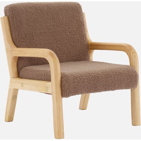 Sillón infantil escandinavo de madera y tela borreguito