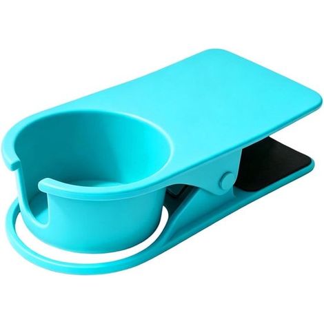 Porte-gobelet à clip – Porte-gobelet de bureau amovible – Porte-gobelet latéral – Convient aux boissons, sodas, thés et cafés – Système de fixation à clip – Idéal pour la maison et le bureau – bleu (1/5)
