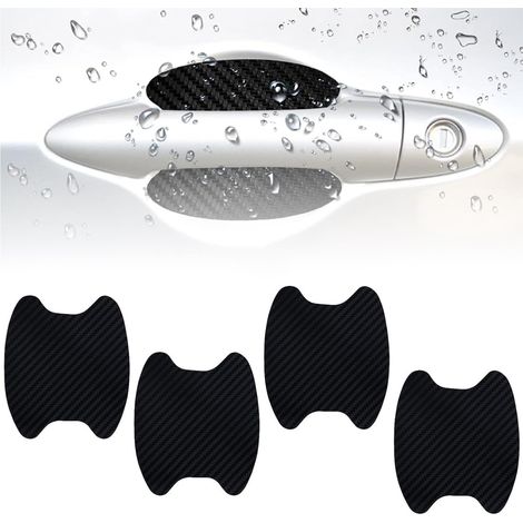 4 PCS Autocollants Voiture Extérieur Film de Protection Universel en Fibre de Carbone Anti Rayures pour Poigné Porte Voiture Convient à la Plupart des Poignés Porte Voiture (Noir) (1/5)