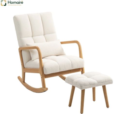 Chaise à bascule en tissu blanc 82 x 64,5 x 89 cm HOMAIRE (1/5)
