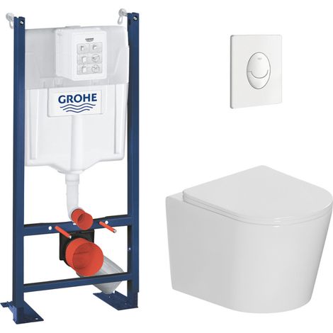 Rapid SL pack WC bâti-support autoportant + WC suspendu sans bride Ceramia avec abattant SoftClose + plaque (GRRCE14WT02MAN-FR)