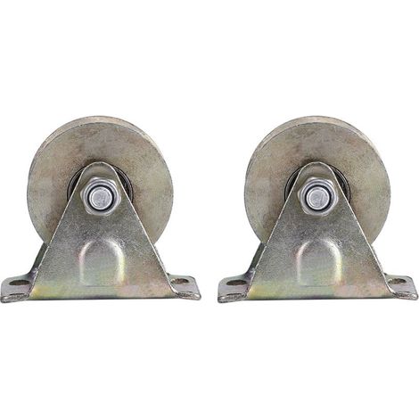 2 pièces Rail de Portail Coulissant en Acier avec Galets en V et Supports pour Portail (1/5)