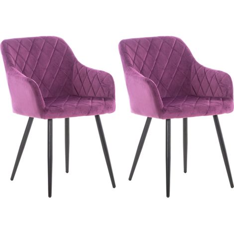 Lot de 2 chaises de salle à manger style retro chic tissu violet et pieds en métal noir 100001562 (1/5)