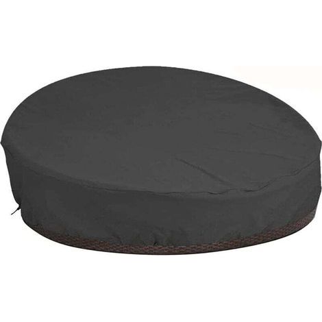 Housse de Protection Canapé lit Rond avec Bandoulière & Manipuler, Housse Lit de Jardin Imperméable, Housse Bain de Soleil Rond en Oxford 210D, Anti-Vent - Noir (D228×H83cm) (1/4)