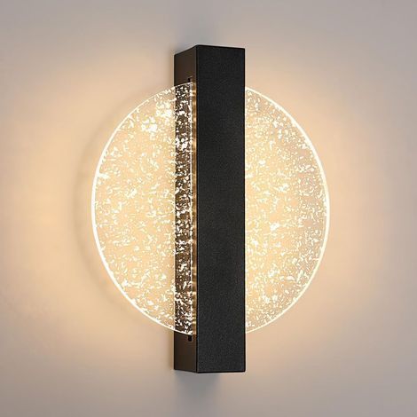 Dimmbare 6-W-LED-Wandleuchte – schwarzes Aluminium mit rundem Acryldiffusor, 3000–6500 K, für Wohnzimmer, Schlafzimmer oder Flur (1/5)