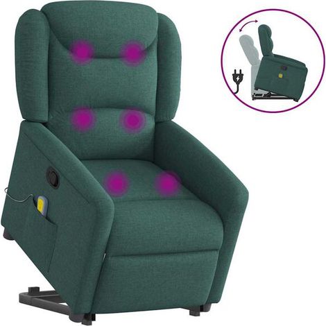 Fauteuil de massage inclinable en tissu vert foncé (1/5)