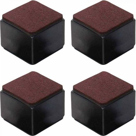 Lot de 4 rehausseurs de meubles autocollants en acier au carbone - 50 mm de hauteur pour lits, canapés, armoires - Carrés noirs, (1/5)