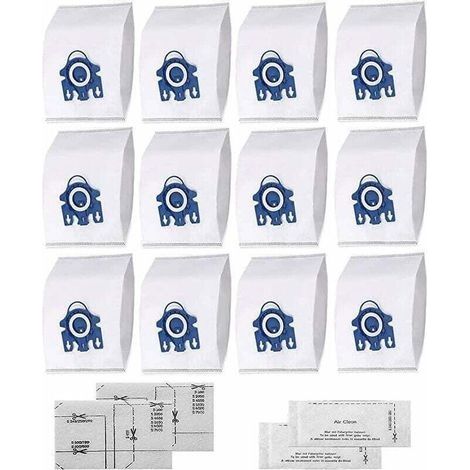 HyClean 3D FJM Sac d'Aspirateur pour Miele (12 sacs, 2 filtre pour moteur, 2 filtre évacuation) Sac d'Aspirateur pour Miele GN Pack XXL, Alternative pour Miele 9917730 GN HyClean 3D (1/5)