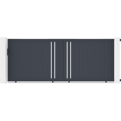Casanoov – Portail aluminium coulissant 4m gris anthracite – Dimensions 396x158cm – Installation facile – Protection contre les regards indiscrets