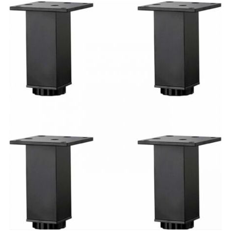 4 Pièces (10cm/3.9in)Pieds de Meubles en Alliage D'aluminium Réglables en Hauteur,Pieds de Table Basse de Canapé,Pieds D'armoire de Salle de Bain de Lavabo,Noir Mat,avec Vis