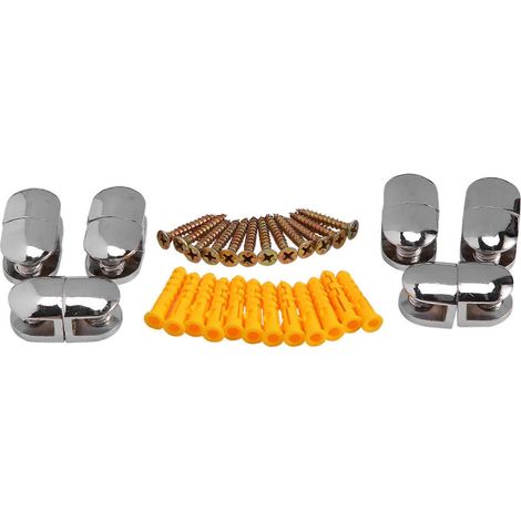 Set aus 12 verstellbaren Glasaufbewahrungshalterungen aus Zinklegierung, Regalbefestigungsclips. (1/5)