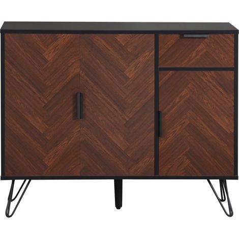 Moderne schwarze Kommode in Holzoptik mit Schublade und Regalböden 90 x 30 x 71,5 cm MODENUIT (1/5)