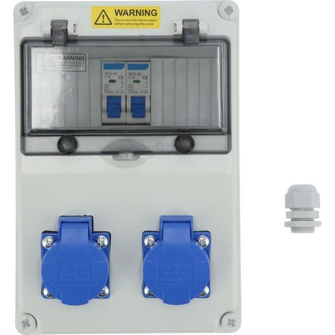 Répartiteur mural 2 positions, 16 A 220-250 V Coffret de Chantier Monophasé Répartiteur de Courant Mural Distribuidor de corriente portátil IP65. (1/5)