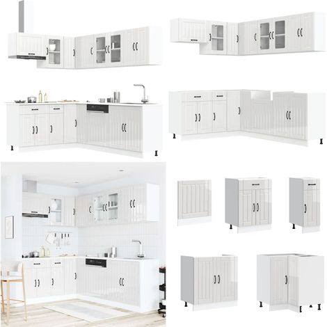 Mueble cocina Lucca blanco brillo 11 pzas madera contrachapada - Muebles de cocina - Almacenamiento de cocina