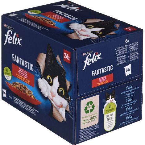 FELIX Fantastic Pollo, Manzo, Coniglio, Agnello 24x85g = 2,04 kg (1/3)