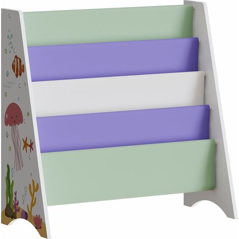 Libreria per bambini 60 x 62 x 28 cm in bianco verde e viola 030008992
