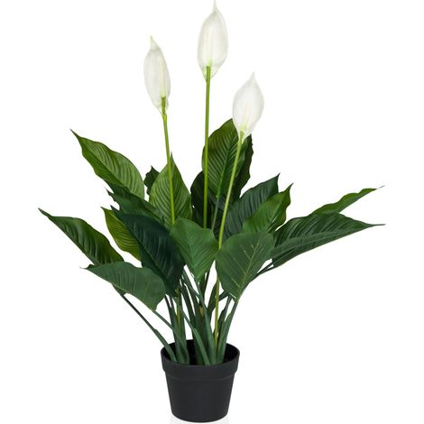 Kunstpflanze / Kunstblume SPATHIPHYLLUM Einblatt 80 cm grün/weiß hjh OFFICE (1/5)