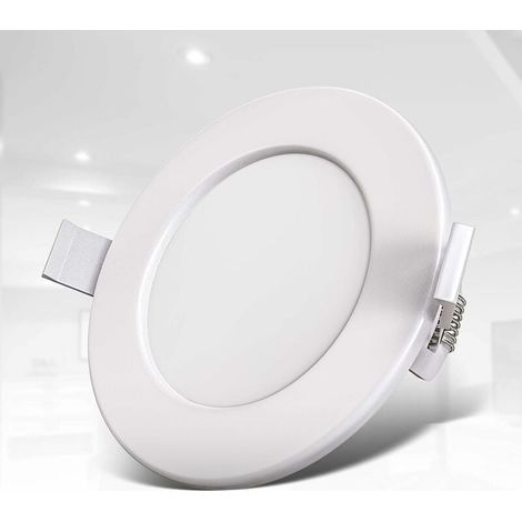 Set mit 3 Einbau-Badezimmerstrahlern, Schutzart IP44, spritzwassergeschützt, ultraflach, Ø115 mm, 6-W-LED-Module, warmweißes Licht (1/4)