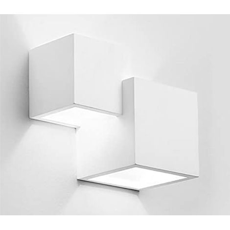 Applique LED Lampada Parete Gesso Moderno Doppio Quadrato Cubo Verniciabile 5042 (1/5)