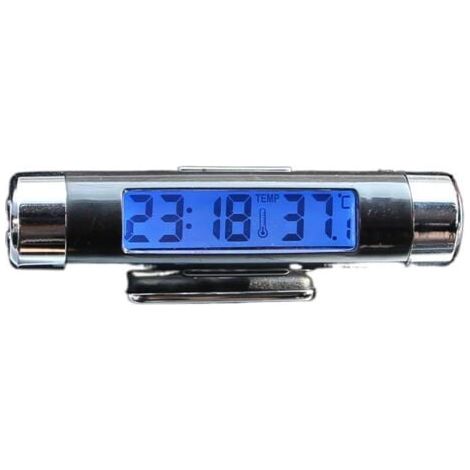Horloge numérique LCD de température et de temps pour voiture avec lumière noire bleue pour voiture, vélo, moto, camion, 86 x 20 mm (1/5)