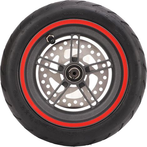 Roue Arrière de Scooter électrique, Roues de Scooter de Remplacement, Roue en Alliage D'aluminium Solide avec Disque de Frein de 120 Mm, Pneu Pneumatique Rouge pour Pro (1/5)