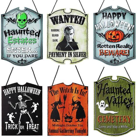 Pendentif en bois fantaisie citrouille crâne araignée chauve-souris pour Halloween, décorations pour bar ou maison hantée lors d'une fête d'Halloween (1/5)