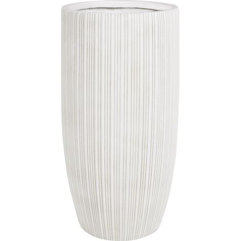 Maceta exterior interior a rayas redonda MgO 35x35x70 cm beige claro Zelkova