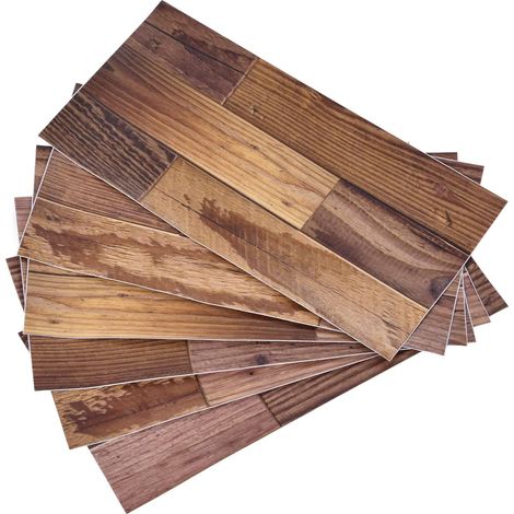 Wood Grain Wall Stickers, PVC Wood Grain Tile Stickers, 30 x 15 cm, Peel and Stick, Fade Resistant, for Kitchen, Bathroom, Wardrobe, Floor Walls (1/5)