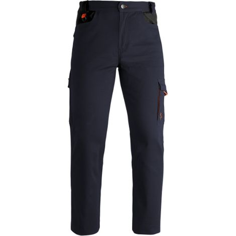 PANTALONI DA LAVORO BLU INDUSTRY ELASTICI TG. M/L/XL/XXL TASCHE PORTAUTENSILI, "XXL"