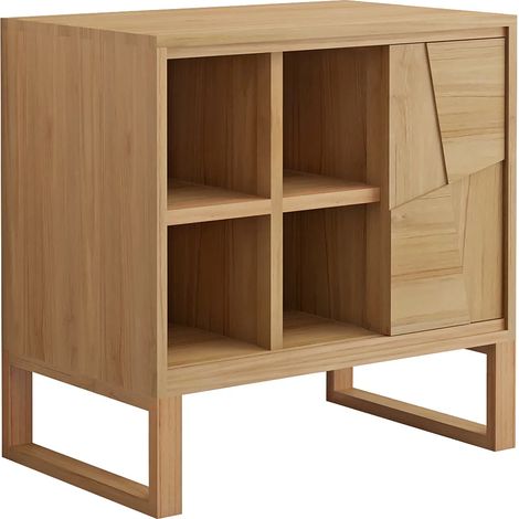 Meuble sous vasque sur pieds en teck - L80 cm - MATARAM (1/3)