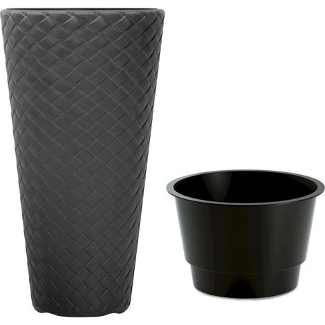 Vaso da fiori intrecciato Slim DPMT400 con inserto Antracite